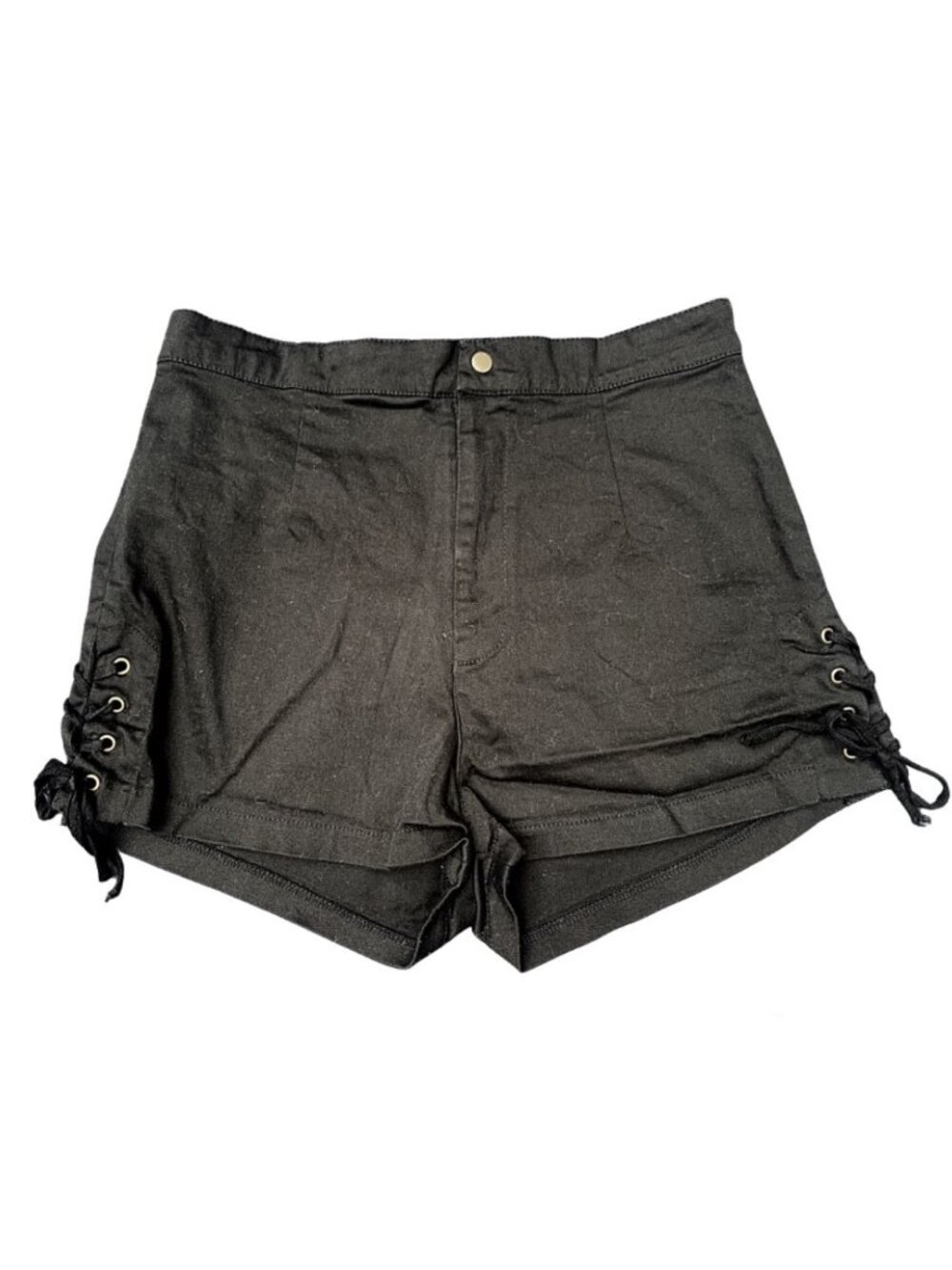 Black High Waisted Lace Up Shorts